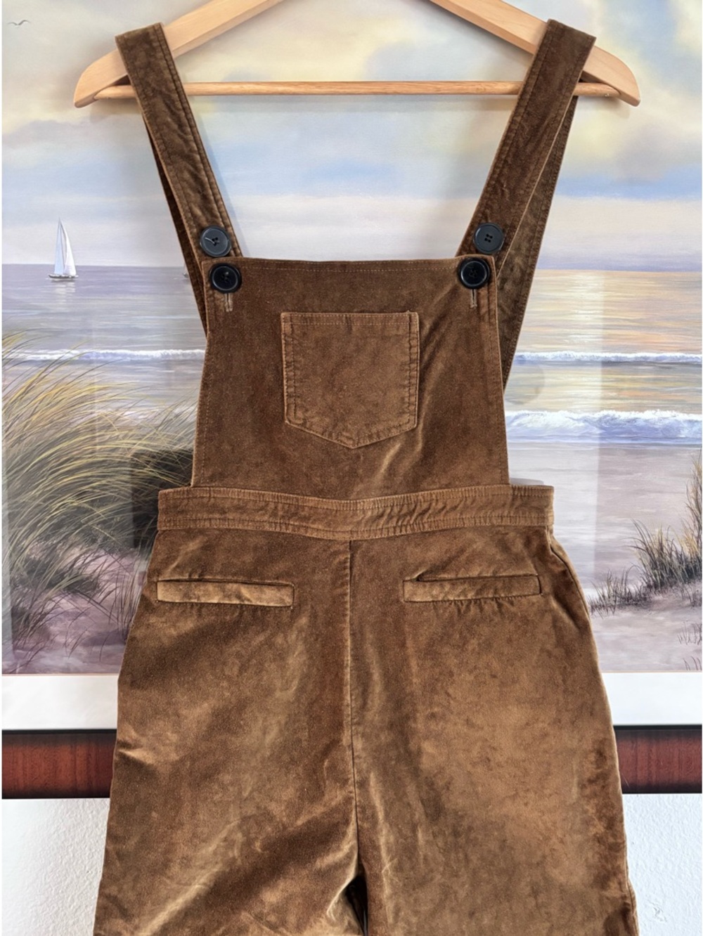 Reformation Bib Overalls Vintage Style Dungarees Wide Leg Greenish/Brownish